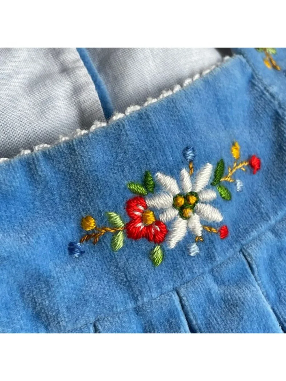 Vintage Rare Swiss 100% Woven Cotton Embroidered‎ Toddler Girl Tank Top - Size 2